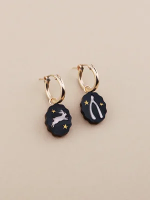 Rabbit & Wishbone Charm Hoops